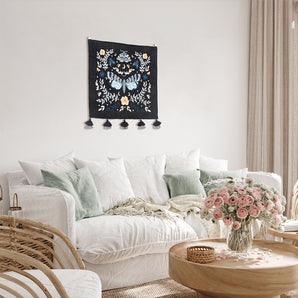 Night Garden Hand-Embroidered Tapestry