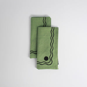 Green Wavy Linen Napkins