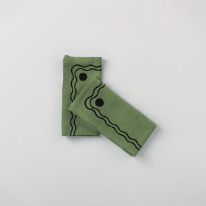 Green Wavy Linen Napkins